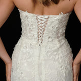 Sweetheart neckline all over lace mermaid dress with lace up back for hire