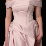 baby pink ballgown with elegant draping and a timeless silhouette.