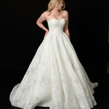 All over floral lace sweetheart neckline structure corset wedding dress with lace-up back for hire