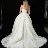 All over floral lace sweetheart neckline structure corset wedding dress with lace-up back for hire