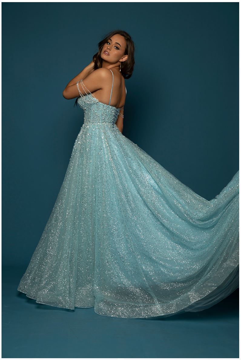 sky blue chinon silk designer readymade gown with dupatta online fabgo20160  fabanza
