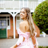 Bustier corset pastel pink dress with bows