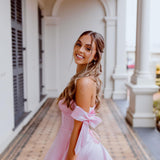 Bustier corset pastel pink dress with bows
