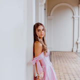 Bustier corset pastel pink dress with bows