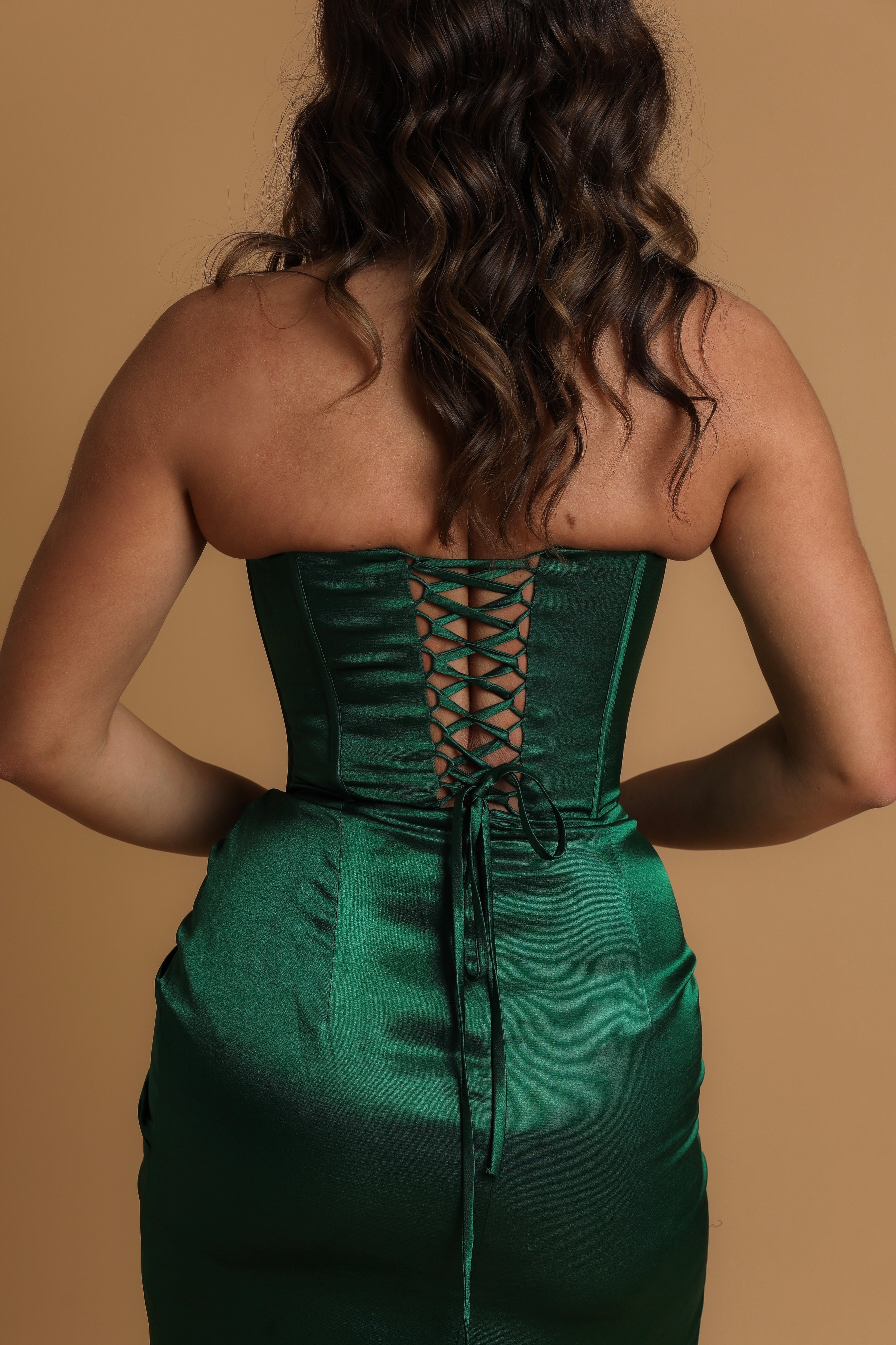 Green corset dress with leg slit Destiny Chic Green corset dress with leg slit Destiny Chic
