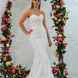 Sweetheart neckline all over lace mermaid dress with lace up back for hire