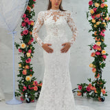 Sweetheart neckline all over lace mermaid dress with lace up back for hire