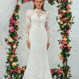 Sweetheart neckline all over lace mermaid dress with lace up back and long sleeves cardigan