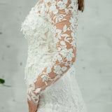 Sweetheart neckline all over lace mermaid dress with lace up back and long sleeves cardigan