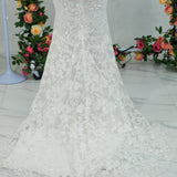 Sweetheart neckline all over lace mermaid dress with lace up back for hire