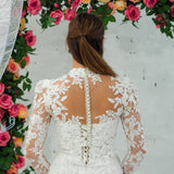 Sweetheart neckline all over lace mermaid dress with lace up back and long sleeves cardigan