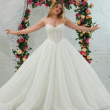 white lace ballgown featuring a strapless sweetheart neckline, basque waistline, corset back, and voluminous crinoline skirt for hire