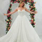 white lace ballgown featuring a strapless sweetheart neckline, basque waistline, corset back, and voluminous crinoline skirt for hire