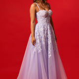 Tanya v2 pastel purple lace princess dress with thick straps