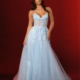 Sky Blue sparkling tulle corset lace princess dress with lace up back