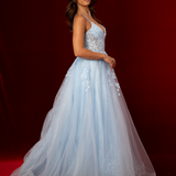 Sky Blue sparkling tulle corset lace princess dress with lace up back