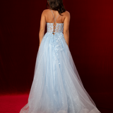 Sky Blue sparkling tulle corset lace princess dress with lace up back