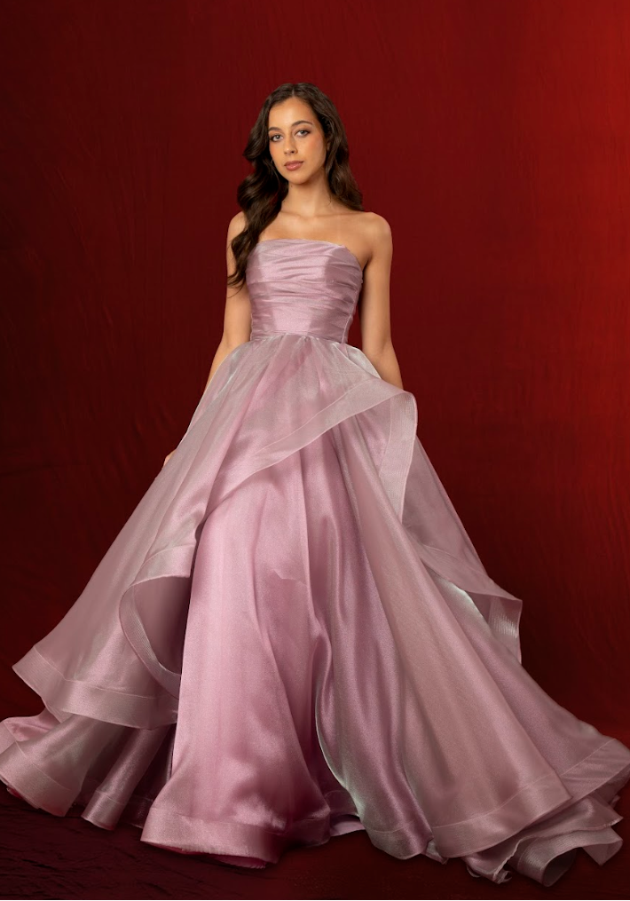 Muted purple mauve organza ruffled dress with lace up back Destiny Chic Muted purple mauve organza ruffled dress with lace up back Destiny Chic