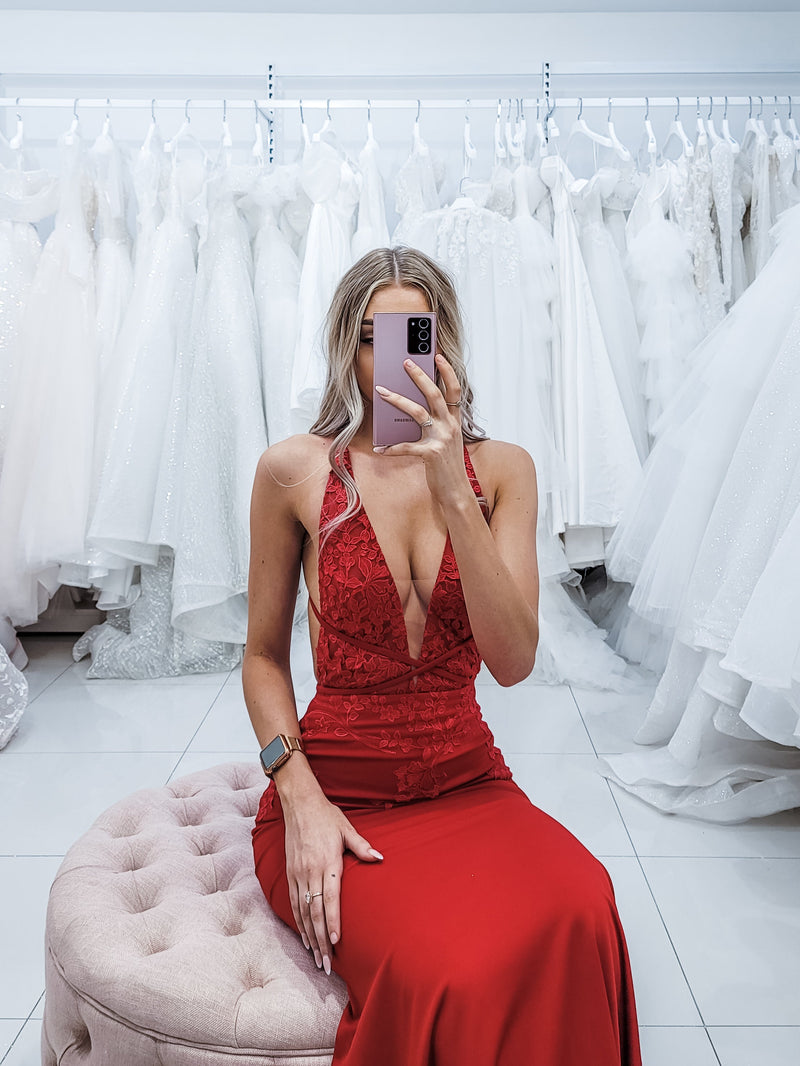 Natalya Dress - Deep Red – LEXI