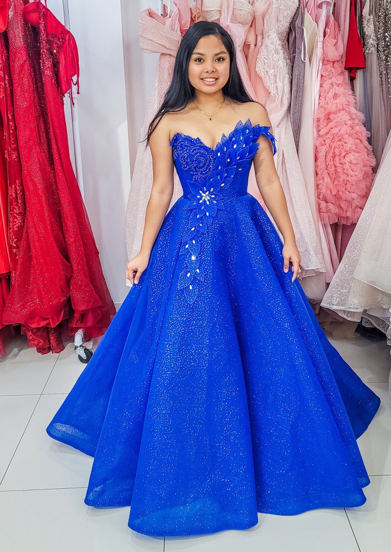Shop online Net Blue Resham Work Designer Gown