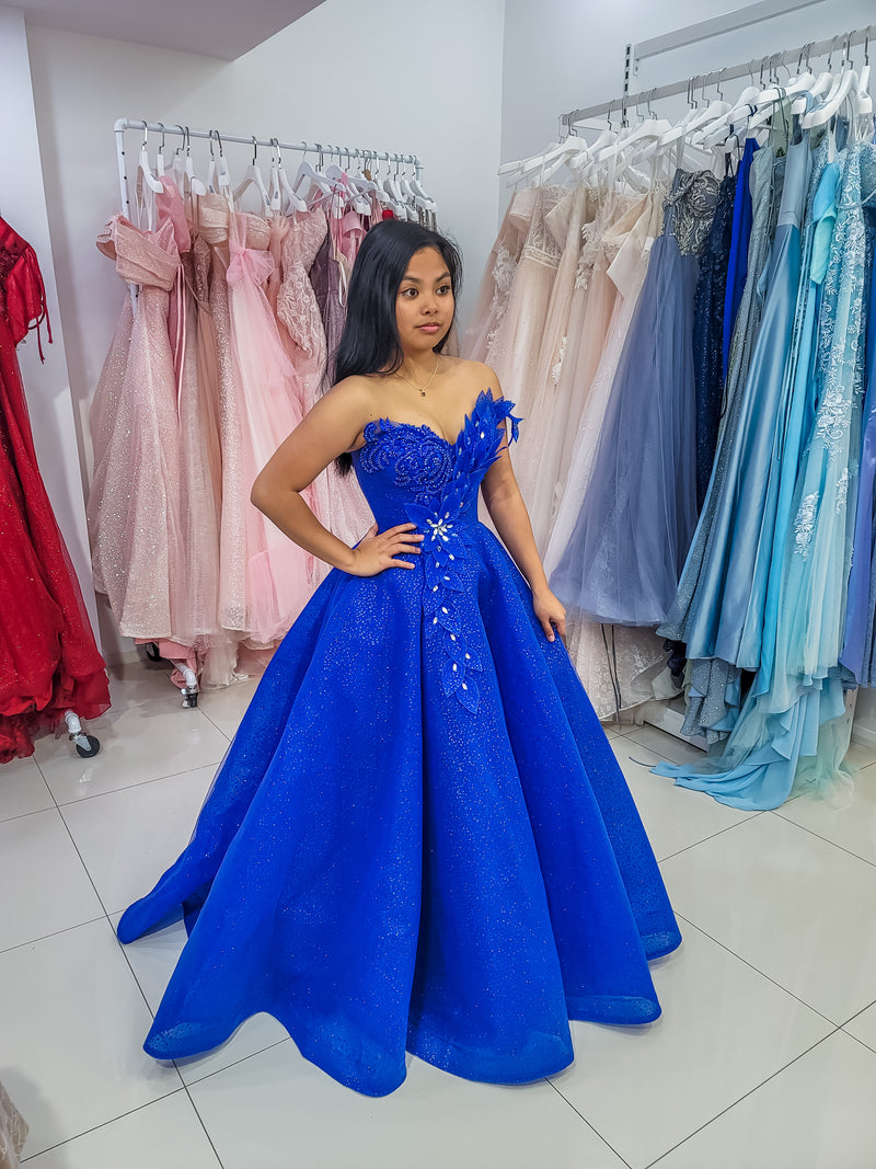 Teal blue net gown - Roop Square