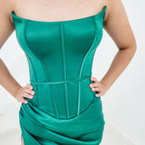 Emerald Green Catalina Gown with lace up back for hire