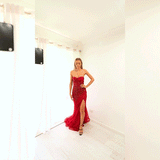 Sparkling dark red mermaid dress with bustier top for hire