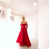 Bustier corset red taffeta dress with bows