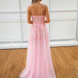 Baby pink tulle corset lace princess dress with lace up back