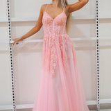 Baby pink tulle corset lace princess dress with lace up back