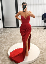 Deep Red Europa Gown with lace up back for hire