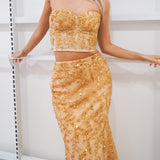 Sparkling gold bustier two piece mermaid dress