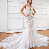 Kelly sparkling white lace under nude wedding dress for hire