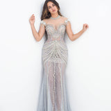 See through choker neck silver dress for hire