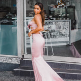 Baby pink satin two piece dress