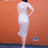Silver beaded lace dress