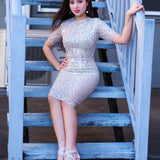 Silver beaded lace dress