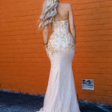 Sparkling gold bustier mermaid dress for hire