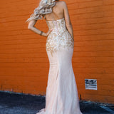 Sparkling gold bustier mermaid dress for hire
