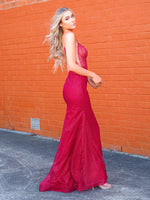 Deep Red V neckline with Open back mermaid dress