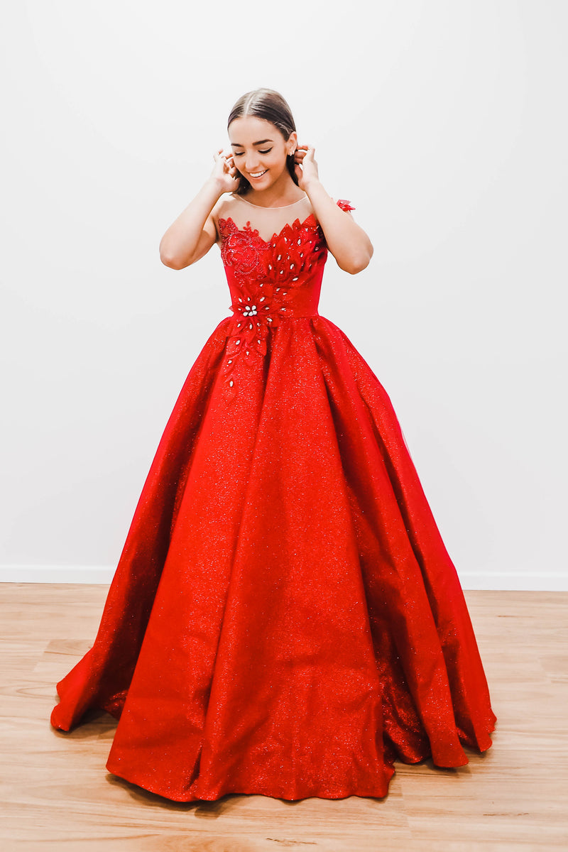 Beaded Dark Red Mermaid Prom Dress with Tulle Godet Skirt - VQ