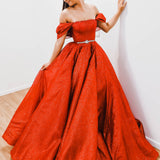 Dark red with hand made 3D flower bodice princess dress