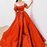 Nyxa dark red with hand made 3D flower bodice princess dress for hire