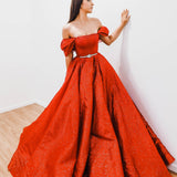 Nyxa dark red with hand made 3D flower bodice princess dress for hire