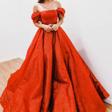 Dark red with hand made 3D flower bodice princess dress