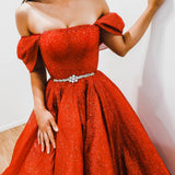 Nyxa dark red with hand made 3D flower bodice princess dress for hire