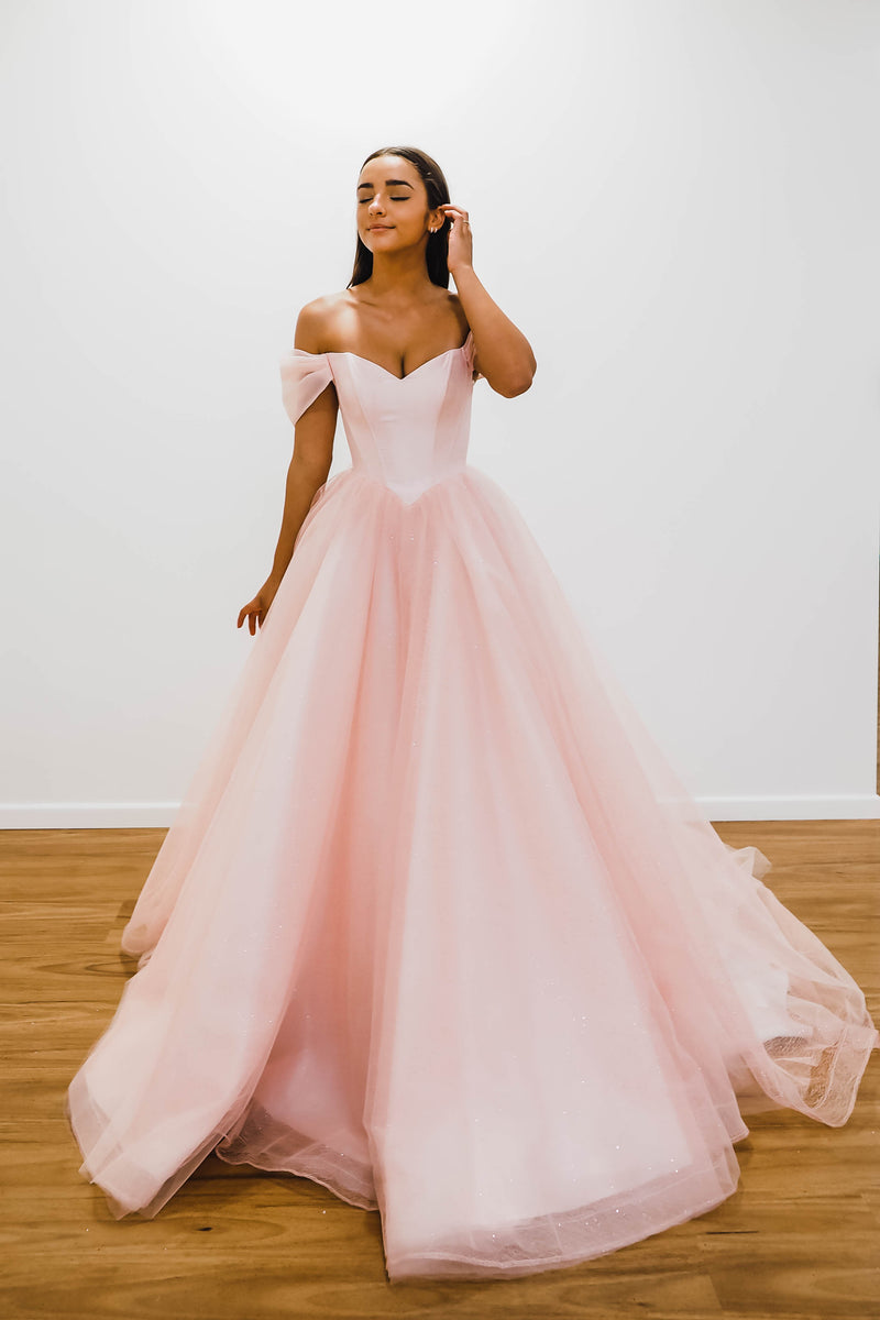 Isla baby pink with off the shoulder princess dress