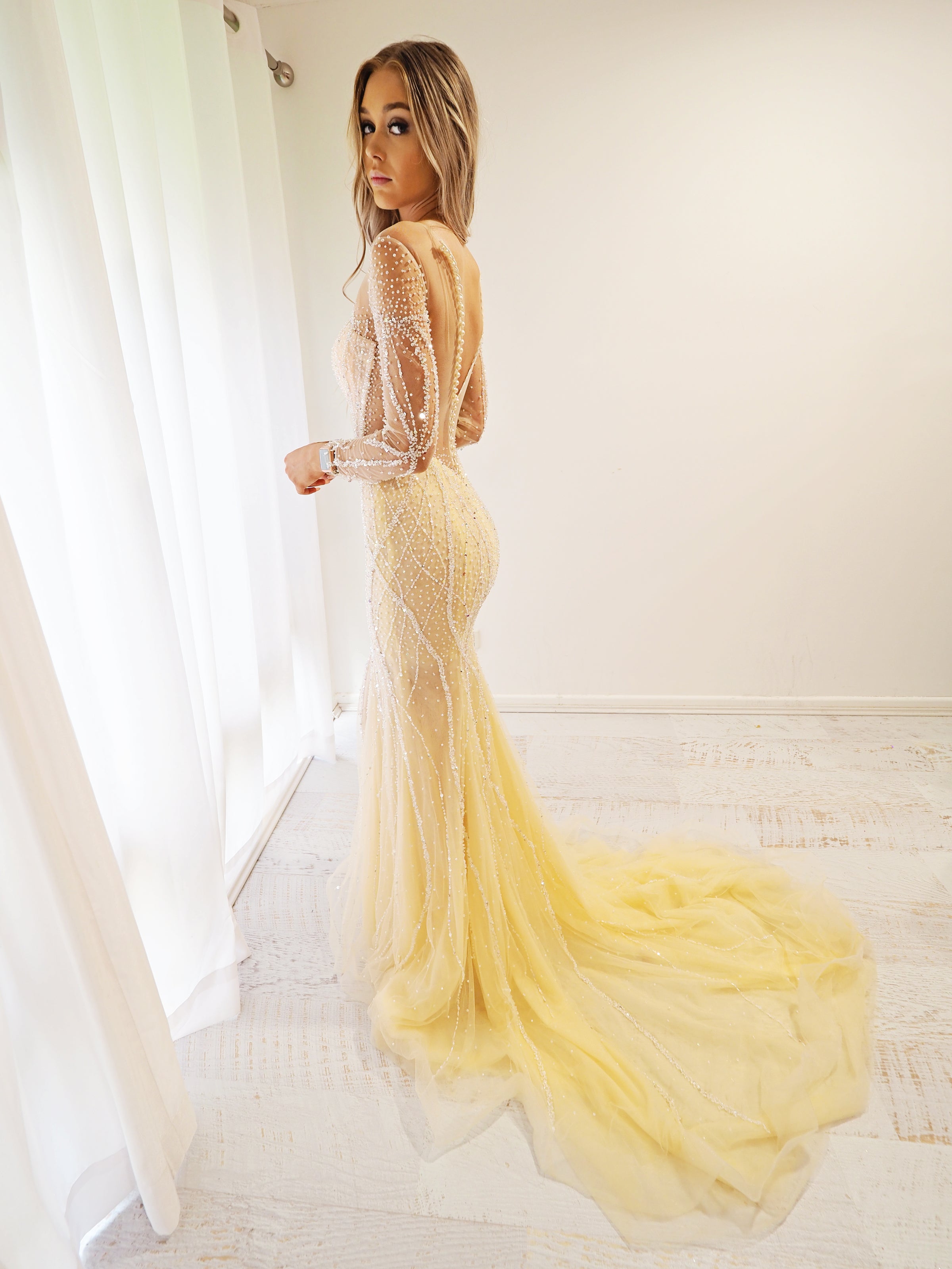 Gold beaded deals wedding dress