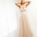 Blush tulle bustier corset dress
