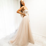 Blush tulle bustier corset dress for hire